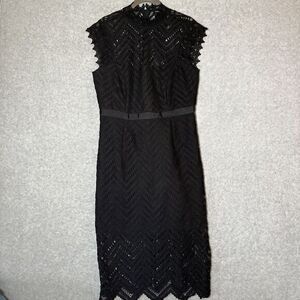 Bardot Dress Imogen Black lace overlay pencil Womens M LBD Goth Fairy‎ Grunge
